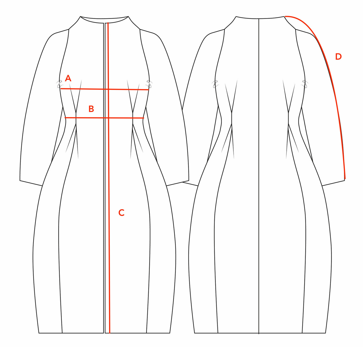 Long Linen Cocoon Coat - Measurements