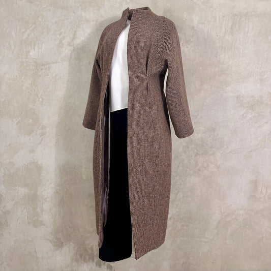 the long frink in small brown check lovat tweed image 1