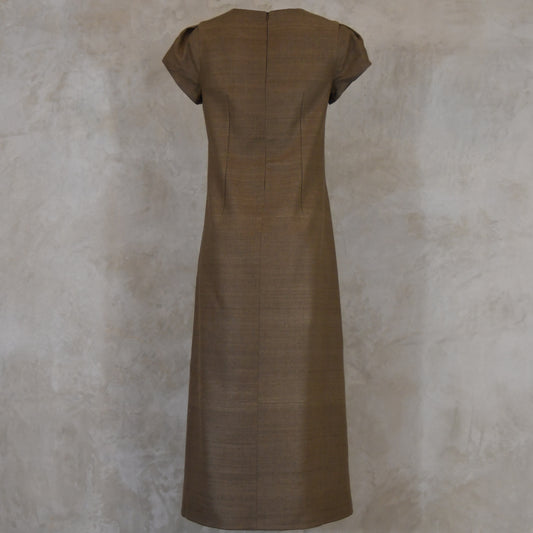khaki silk matka burlison dress image 7