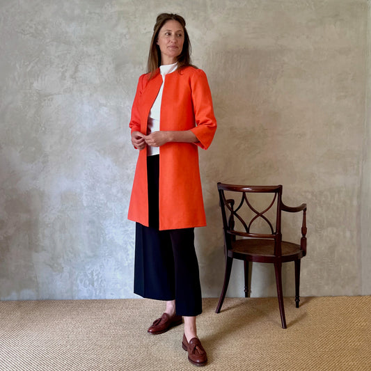 silk matka john coat in saffron orange image 1