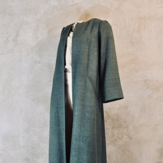 the bell coat in sage silk matka image 1