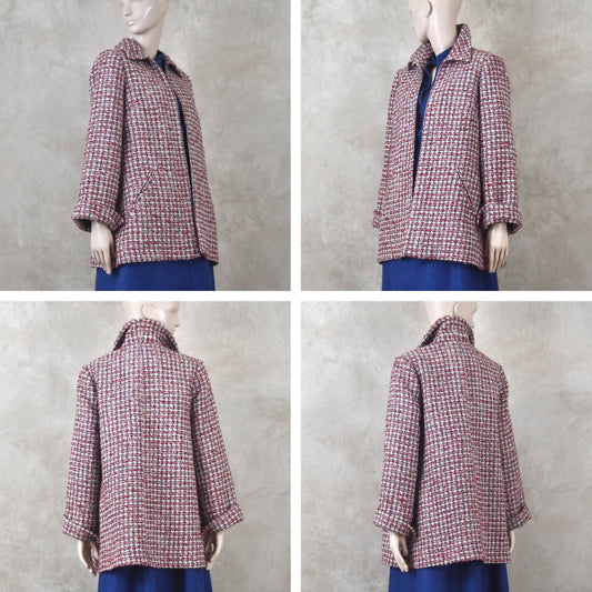 10 – Swing Jacket in Red Patterned Linton Tweeds Boucle