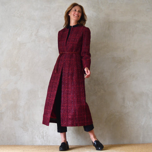 10 – The Biffin in Rich Wine Coloured Metallic Boucle