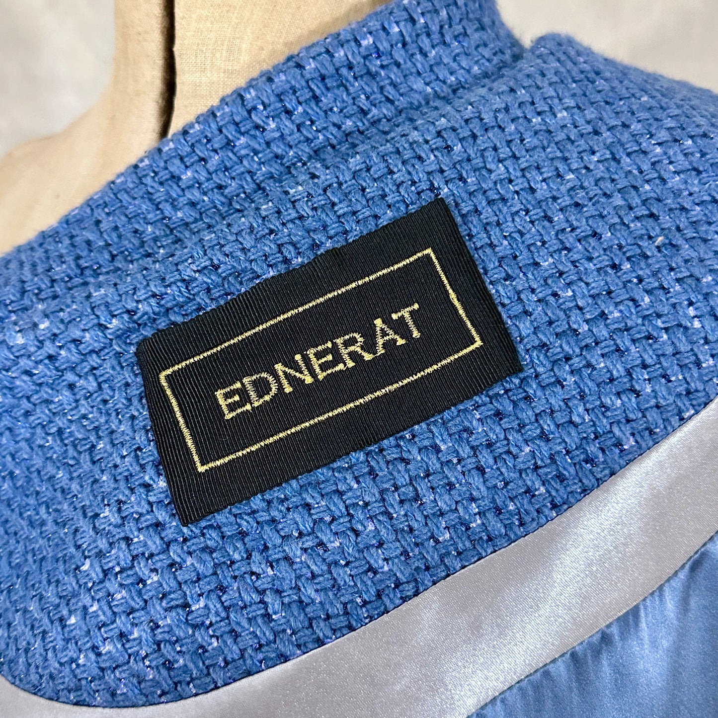 8 – The Nicholson Coat in Iridescent Blue Metallic Bouclé