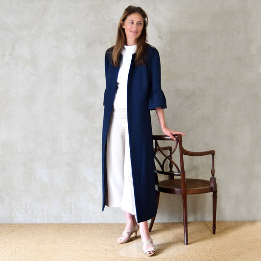 Navy Bell Sleeve A Line Coat