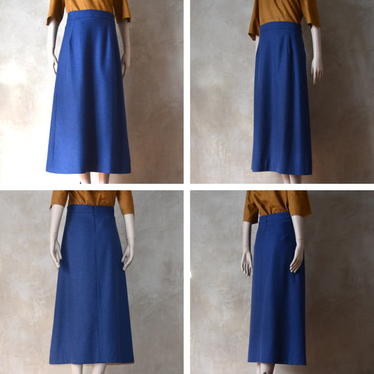 The Waisted A-Line Skirt in French Blue Merino Flannel