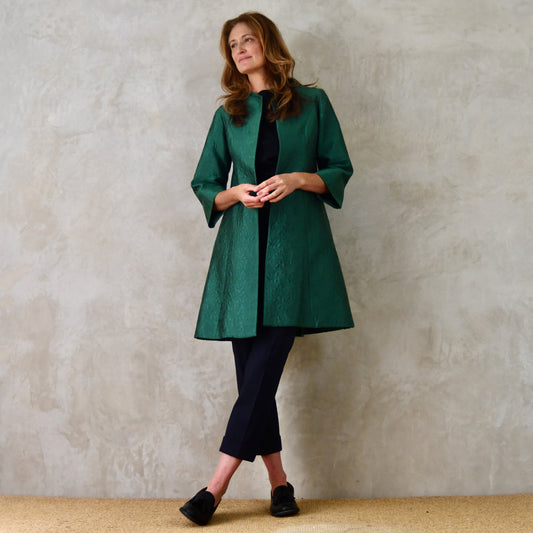 8 - The Ganz Coat in Emerald Flower Brocade