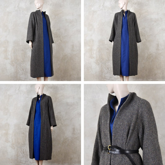 14 – Longer Length Cocoon Coat in Blue Check Lovat Tweed