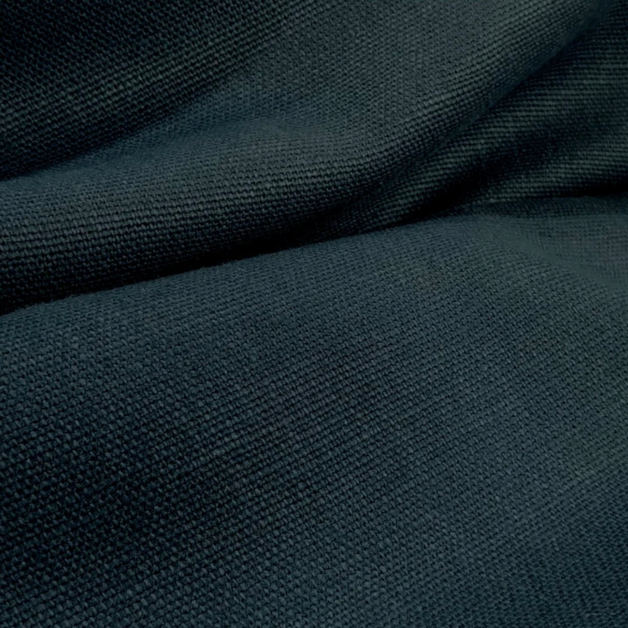 Navy Linen Boat Neck Top - Fabric Close Up