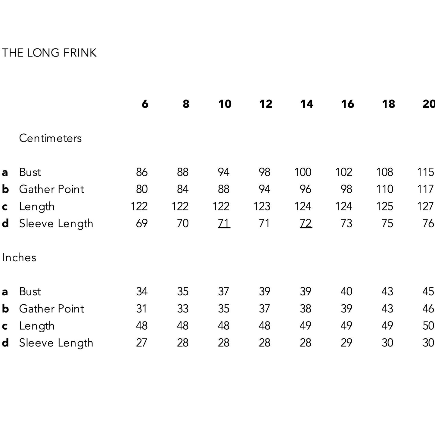 Long Linen Cocoon Coat - Size Chart