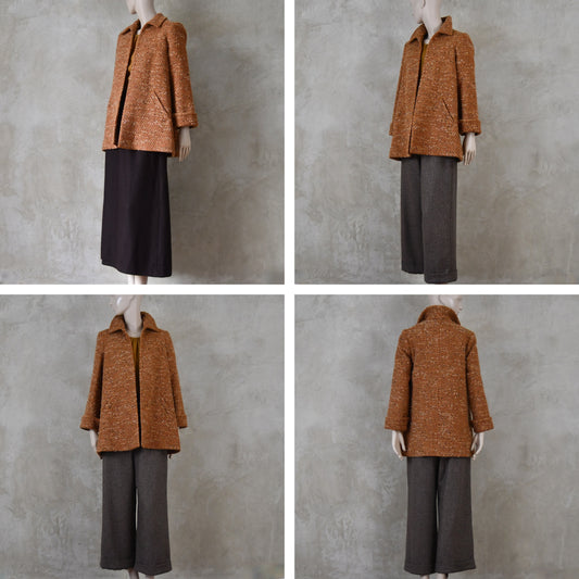 10 – La chaqueta Angus en buclé de mezcla de lana naranja quemado