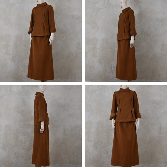 The Tailored Skirt Suit in Tan Moleskin