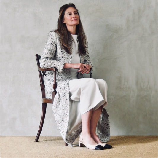 The Biffin in Camel, Black and White Flag Textured Bouclé