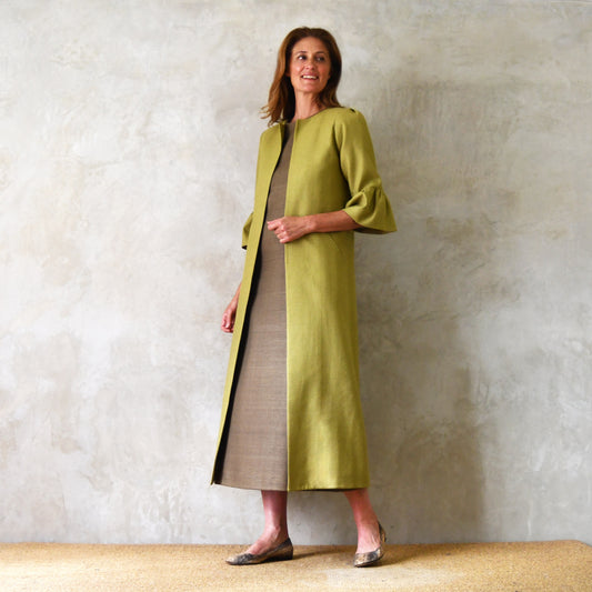 lime green silk matka delany coat image 2