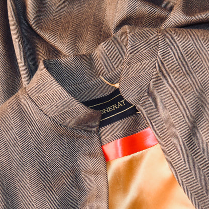 the brett coat in brown-black cashmere-lambswool herringbone flannel image 0