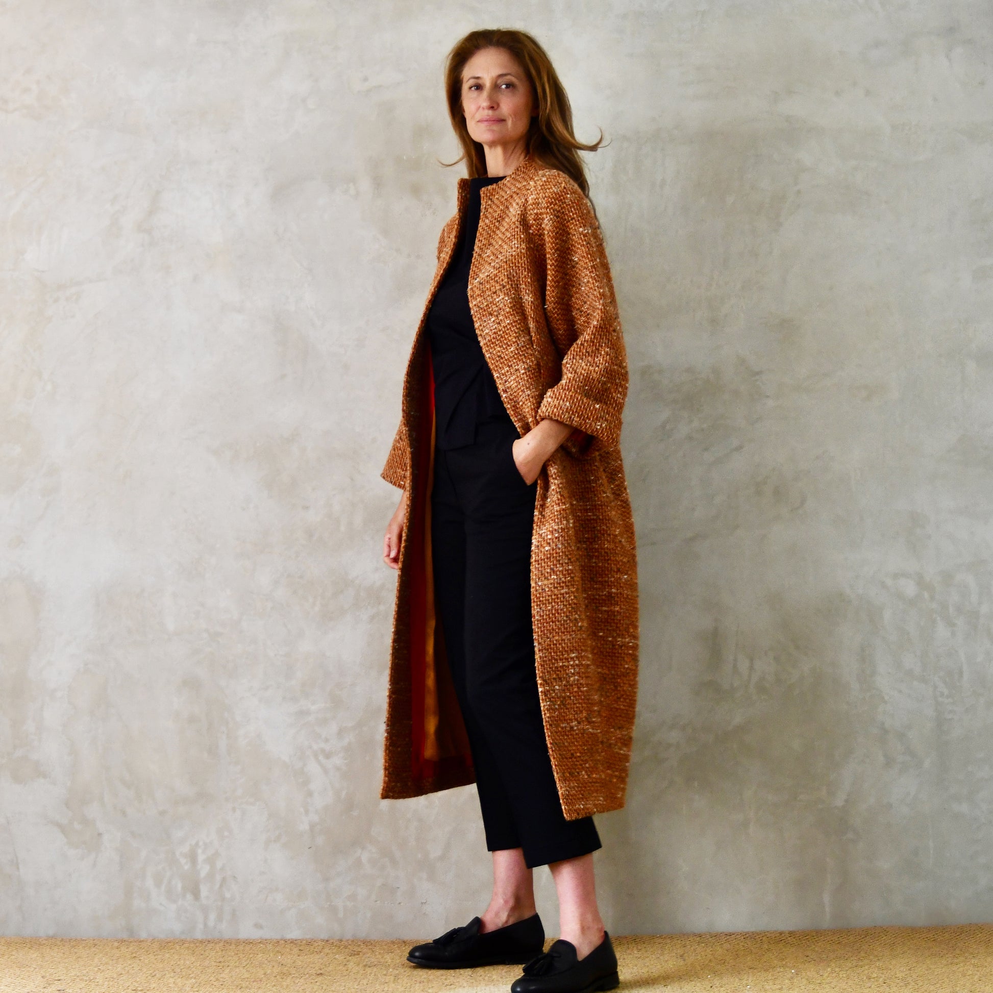 the long frink in burnt orange wool boucle image 5