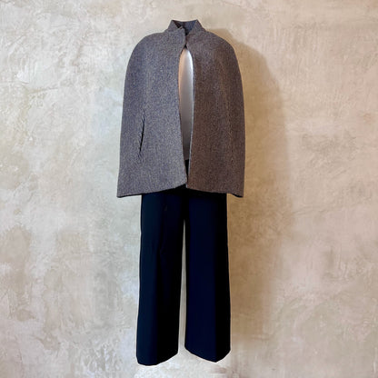 the clayton cape in small blue check lovat tweed image 7