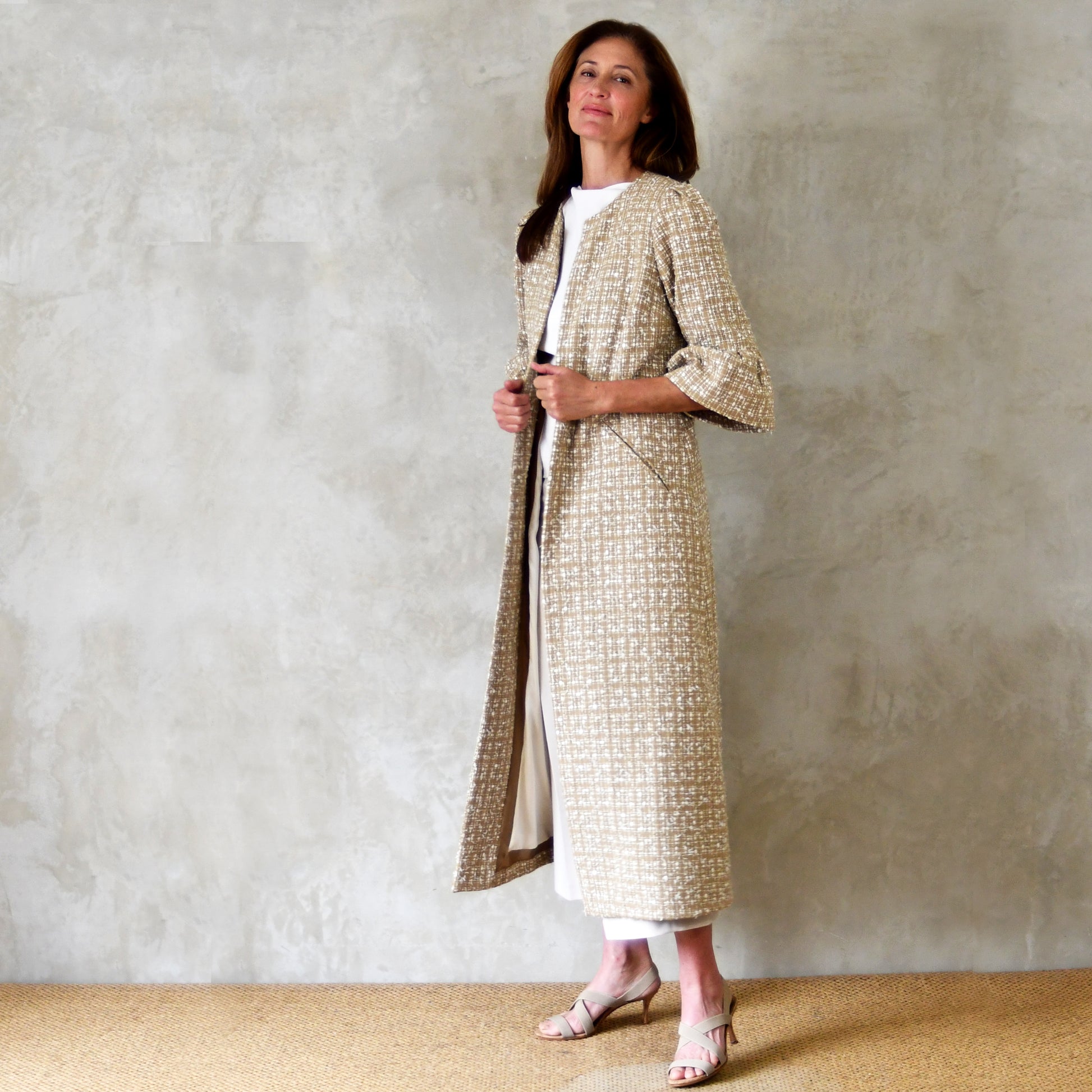 the brett coat in camel cotton mix boucle image 0