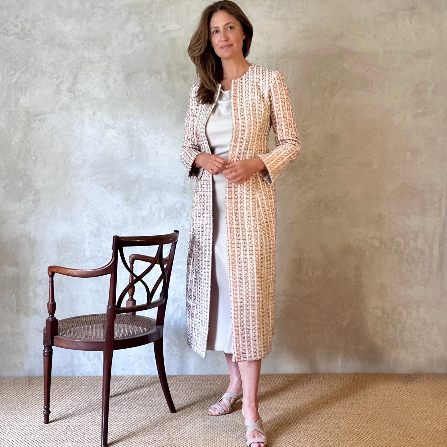 biffin coat in pale multicoloured boucle image 4