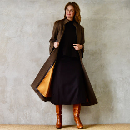 the delany coat in brown cashmere-lambswool herringbone flannel image 6