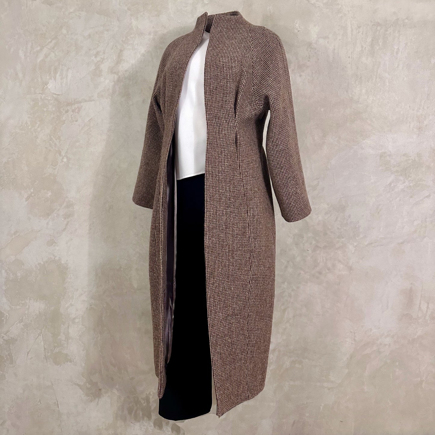 the long frink in small brown check lovat tweed image 1