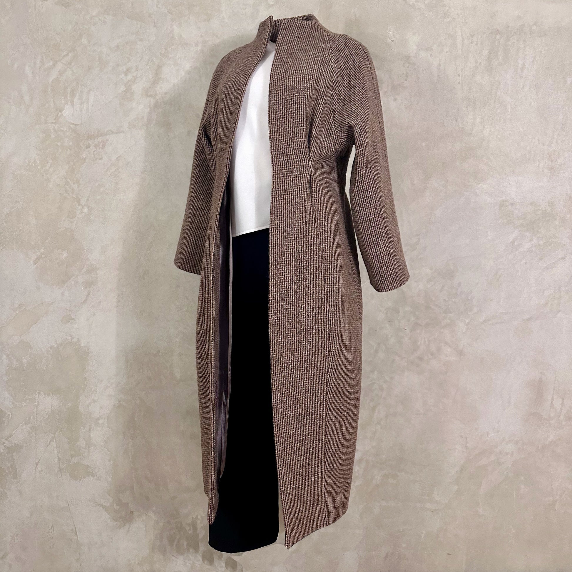 the long frink in small brown check lovat tweed image 1