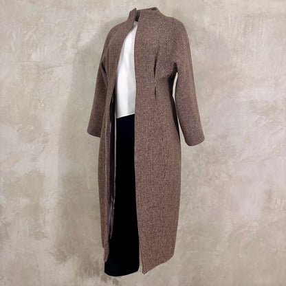 the long frink in small brown check lovat tweed image 1