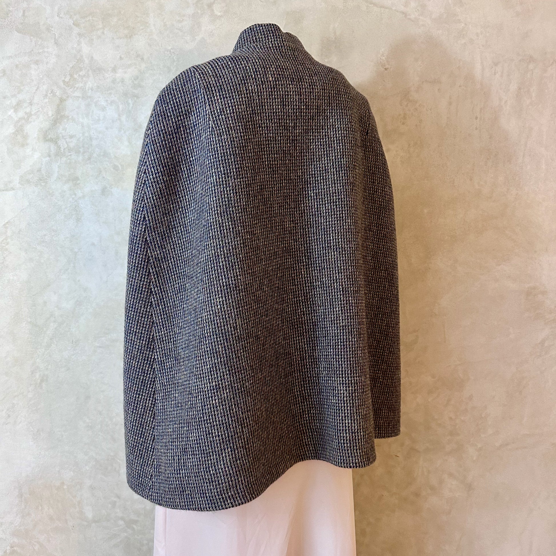 the clayton cape in small blue check lovat tweed image 8