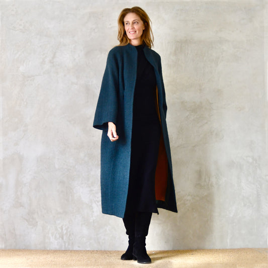 the long frink in bottle green wool boucle image 0