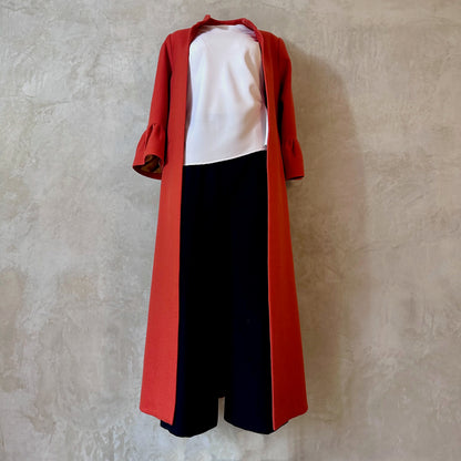 the delany coat in burnt orange wool crepe image 2