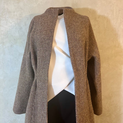 the long frink in small brown check lovat tweed image 5