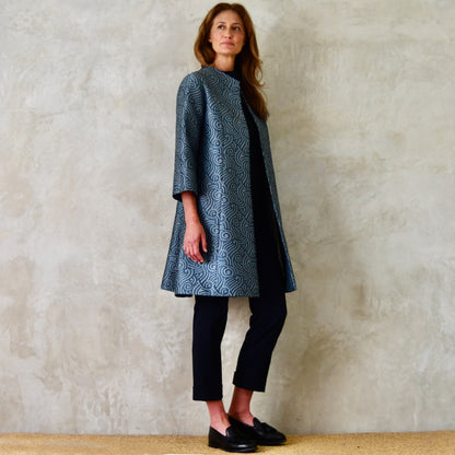 the ganz coat in teal silk mix brocade image 13
