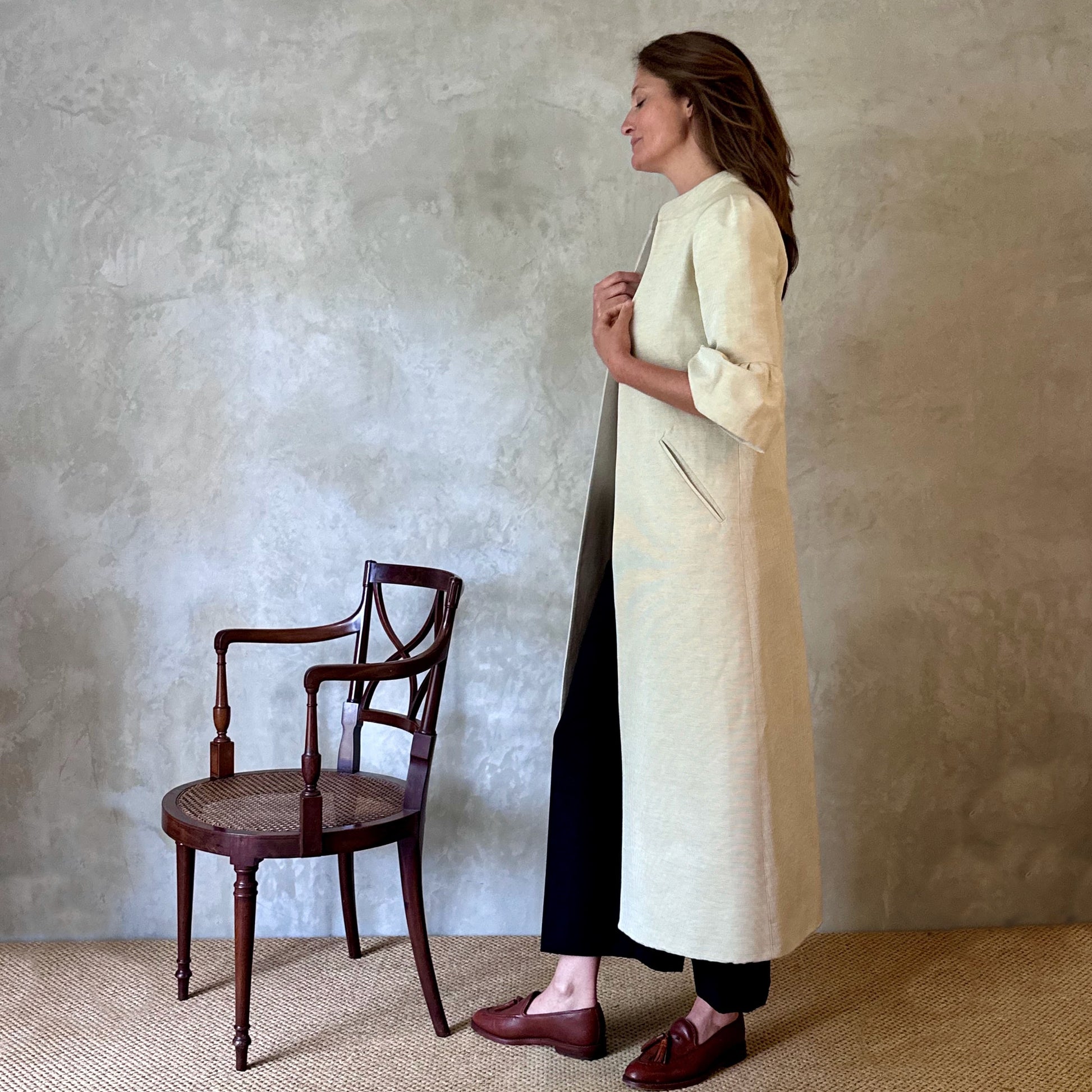 delany coat in cream ottoman stripe image 0