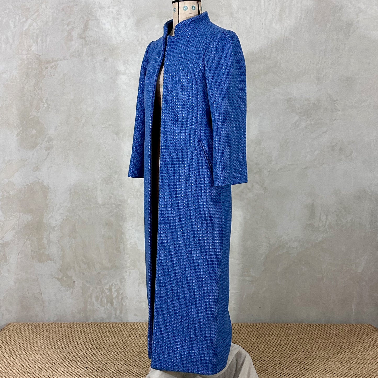 the nicholson coat in iridescent blue metallic bouclé image 4