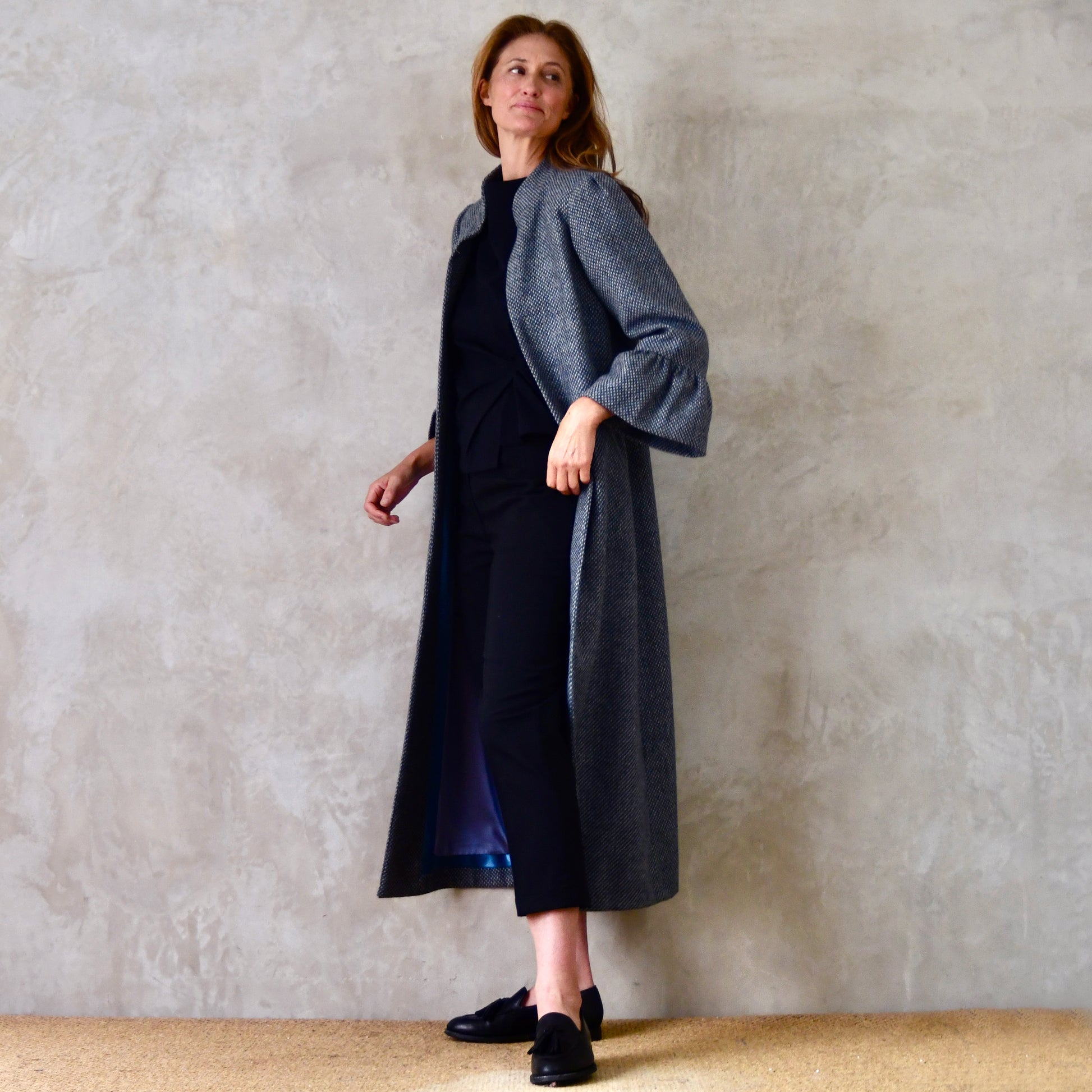 the brett coat in blue tiger eye tweed image 1