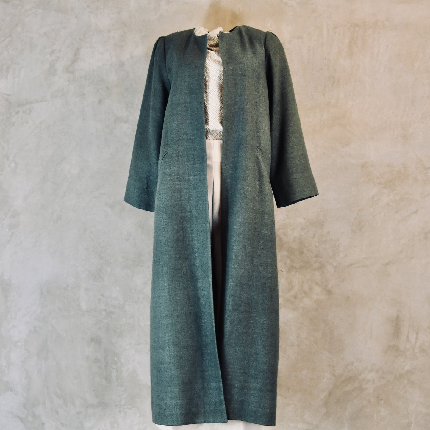 the bell coat in sage silk matka image 7