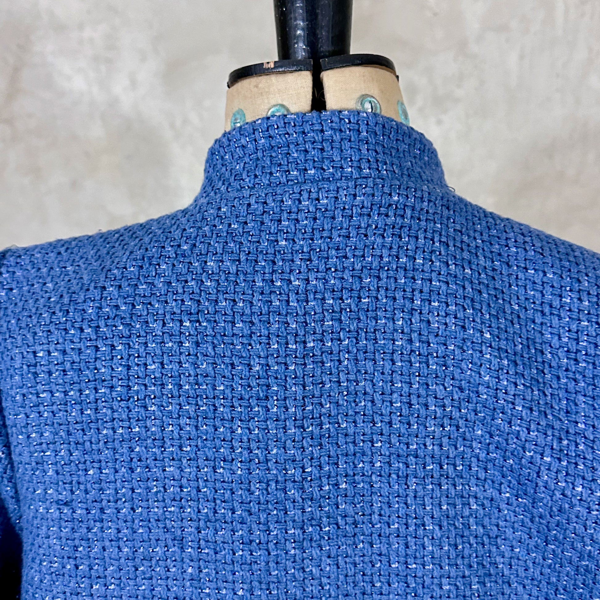 the nicholson coat in iridescent blue metallic bouclé image 2