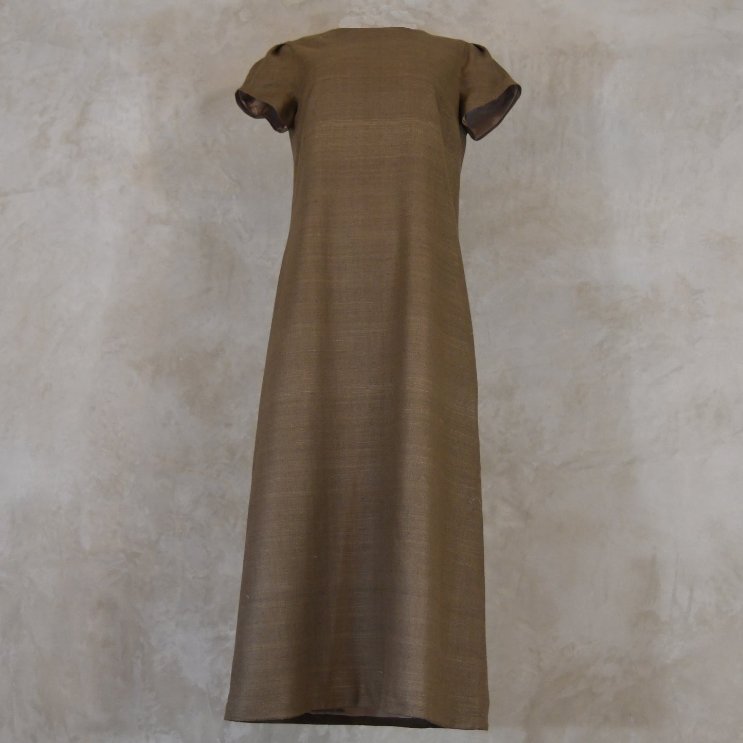 khaki silk matka burlison dress image 5