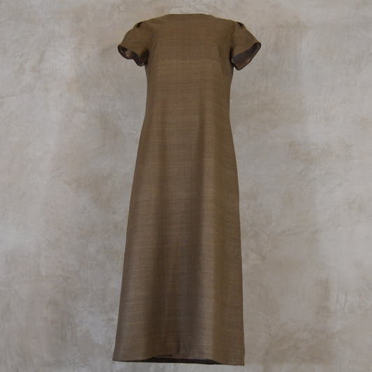 khaki silk matka burlison dress image 5