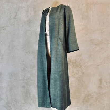 the bell coat in sage silk matka image 8