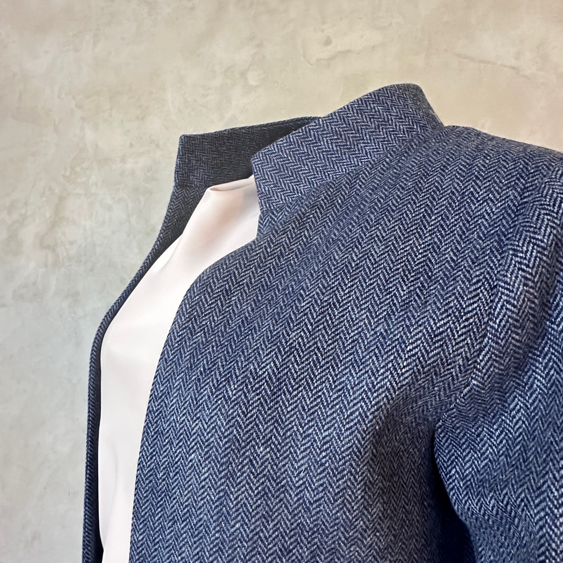 the delany coat in denim blue lambswool herringbone tweed image 10