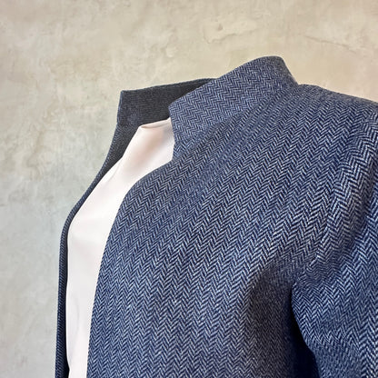 the delany coat in denim blue lambswool herringbone tweed image 10