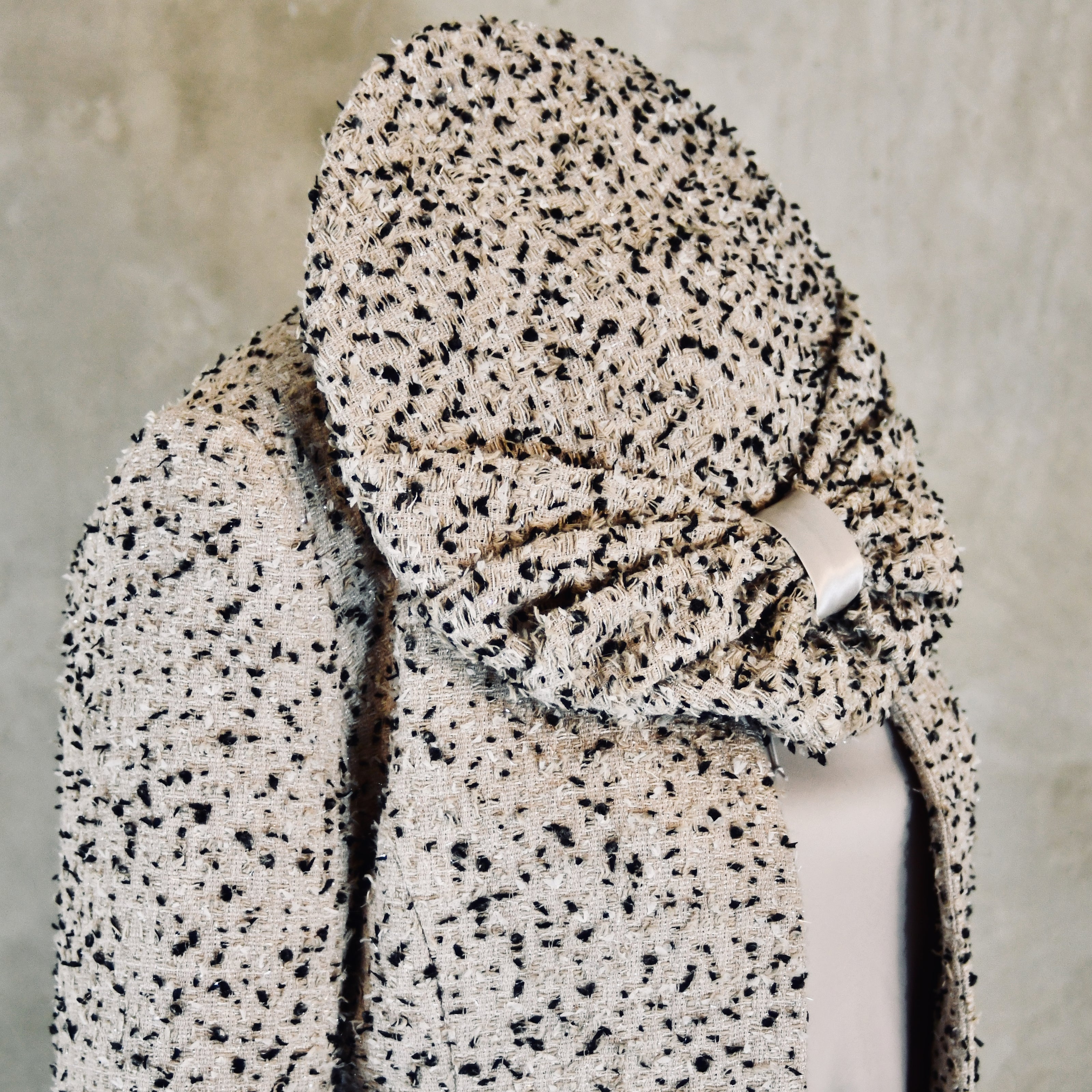 the biffin coat in offwhite, charcoal & silver boucle image 11