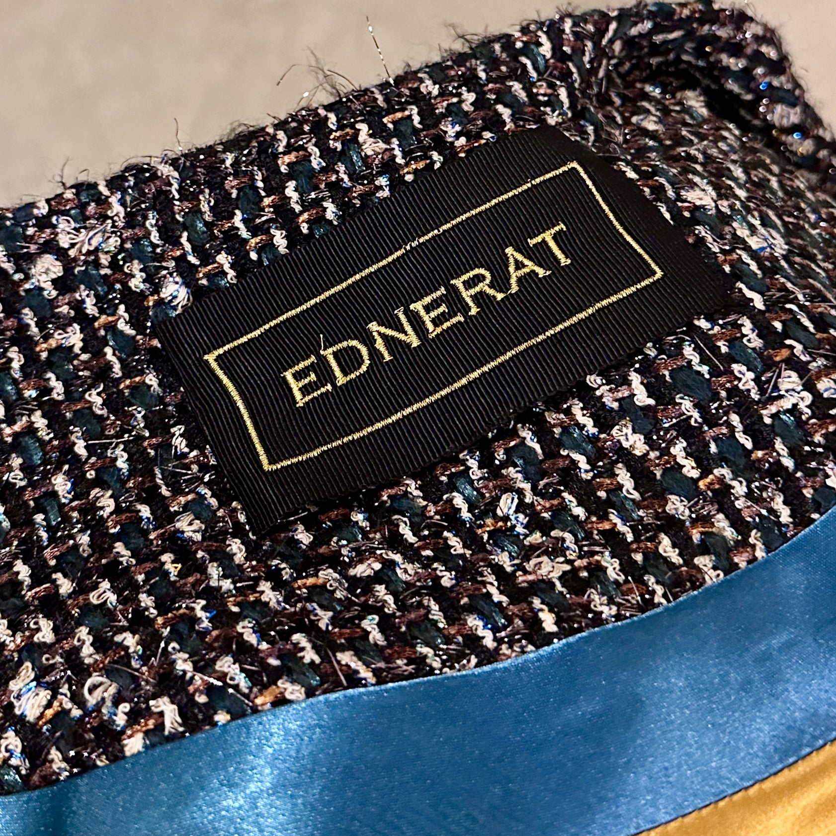 the biffin coat in blue, black and bronze boucle image 8