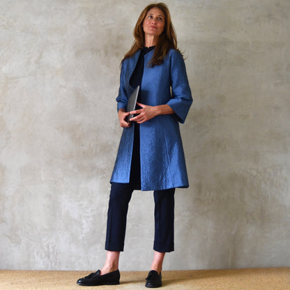 the ganz coat in blue flower brocade image 8