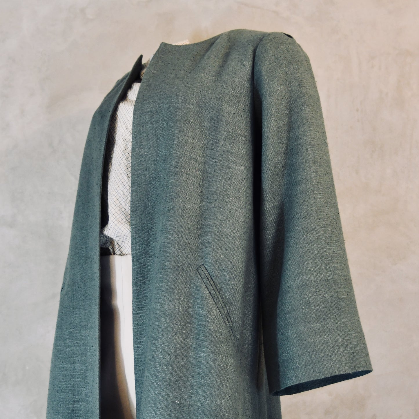 the bell coat in sage silk matka image 9