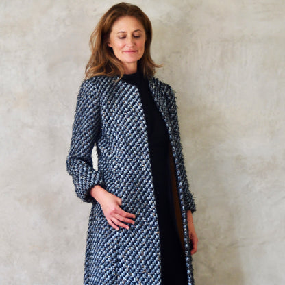 the biffin in blue-black basketweave bouclé image 2