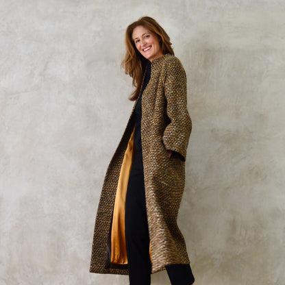 the long frink in golden brown, black and camel bouclé image 6