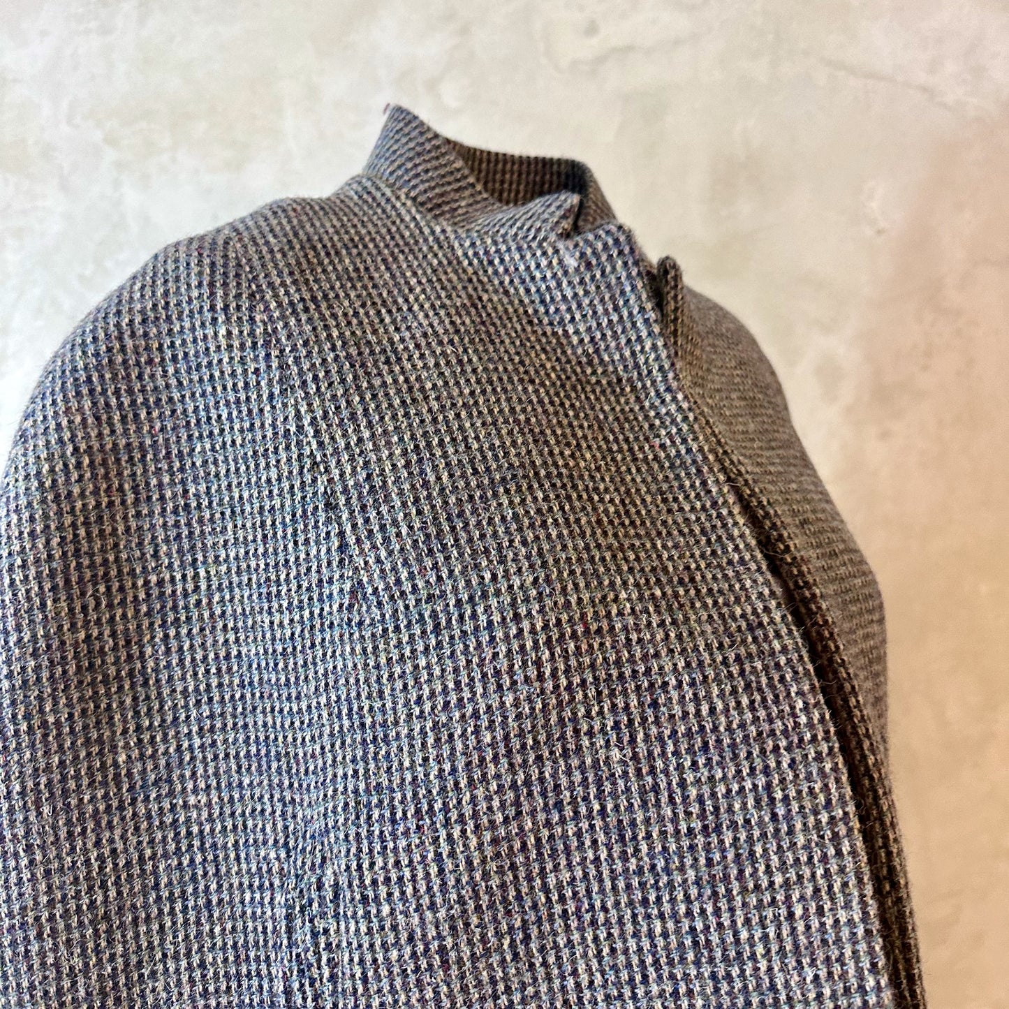 the clayton cape in small blue check lovat tweed image 3