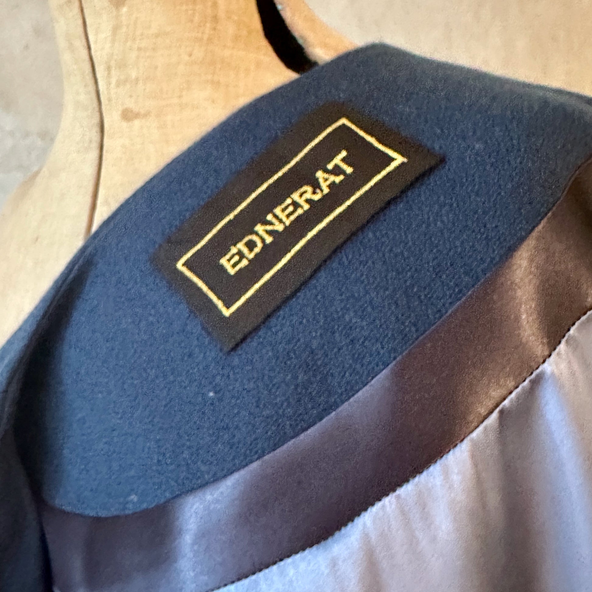 the bell coat in deep navy wool crepe image 10